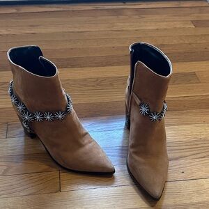 SCHUTZ Tan Ankle Boots with Silver Embellishments